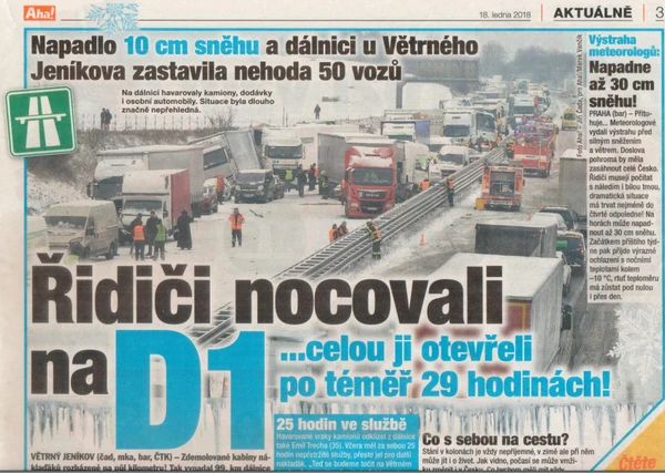 Napsali o nás: Řidiči nocovali na D1…